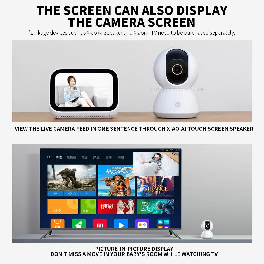 Xiaomi 360 Degree Smart Home Security Camera Mi PTZ 2K Webcam with AI Human Detection and Night Vision 1296P 3 Megapixel