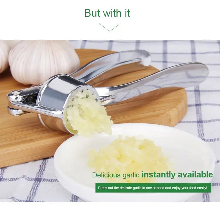 1pc Silvery Stainless Steel Garlic Masher Kitchen Vegetable Cooking Extruder Manual Ginger Grinder And Tool Kitchen Accessories