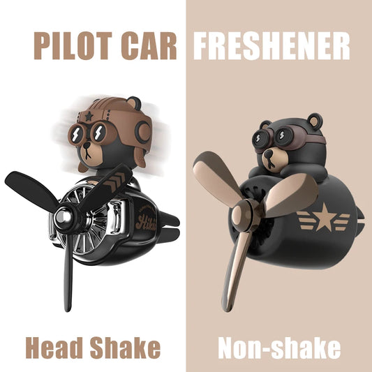 Rotating Airplane Pilot Bear Car Air Freshener Clips Aroma