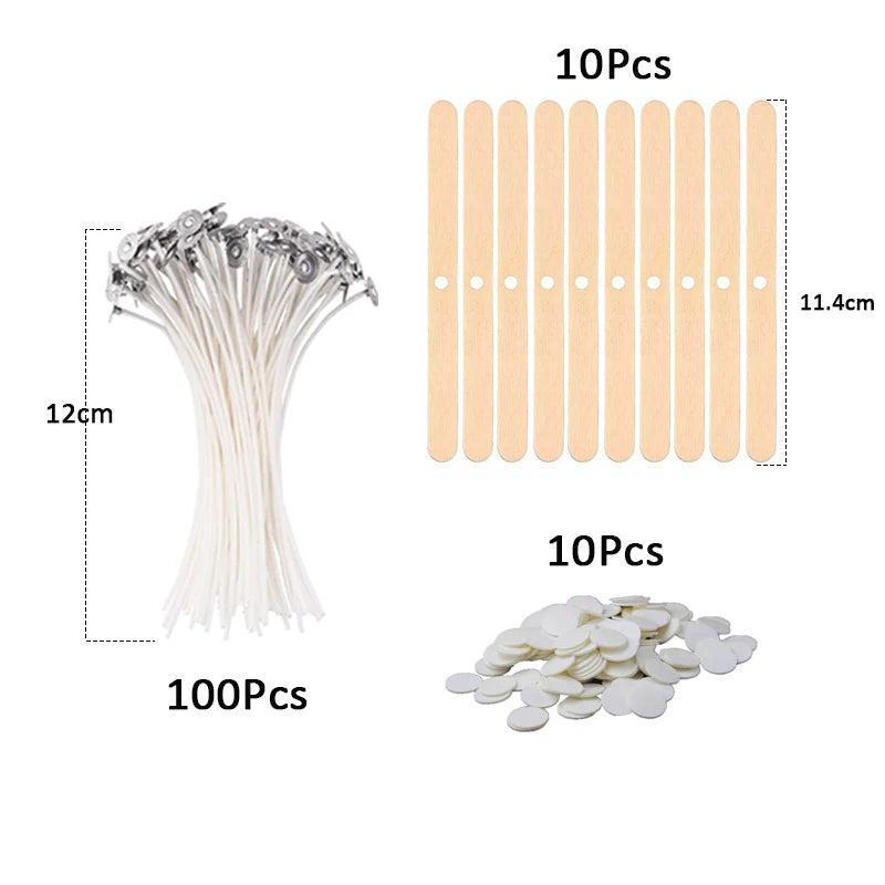 120Pcs Waxed Cotton Candle Wicks with Stand for DIY Candle Making Supplies