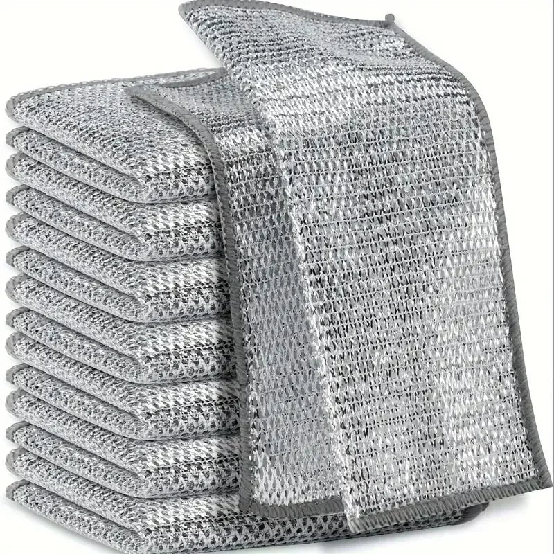 Double Layer Steel Wire Cleaning Cloths for Home and Kitchen Durable Metal Rags and Dishcloths for Efficient Washing and Cleaning