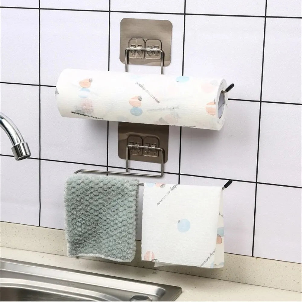 2 piezas de soporte para toallas de papel de cocina, estante adhesivo para papel higiénico, colgador de toallas, dispensador de pañuelos, rollo de servilletas, accesorios de almacenamiento para armario