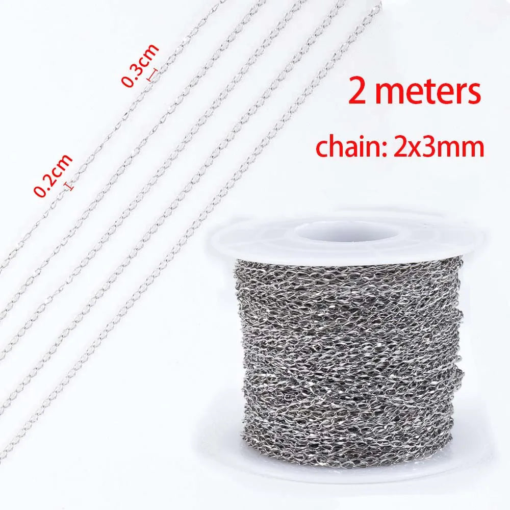 2 Meters/1 Meter High Quality Gold Color Stainless Steel Chain for DIY Jewelry Making