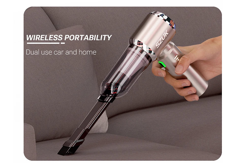 SZUK C012MAX Wireless Portable Car Vacuum Cleaner with Strong Suction Mini Handheld Design for Home and Vehicle Use