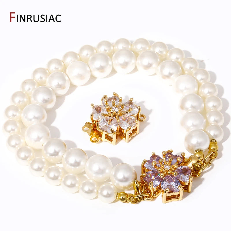 Multi Styles 18K Gold Plated Brass Flower Safety Clasps for DIY Jewelry