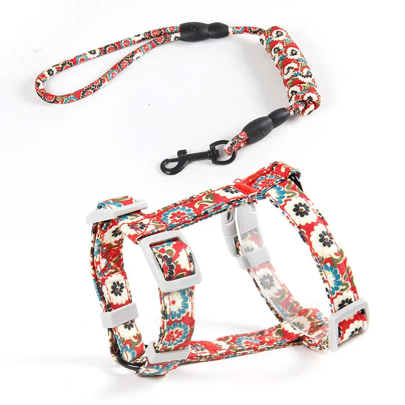 Adjustable Cat Harness Cotton Strap Collar with Leash,Cats Outdoor Walking Escape Proof H-Shaped Vest for Large Small Cats,dogs