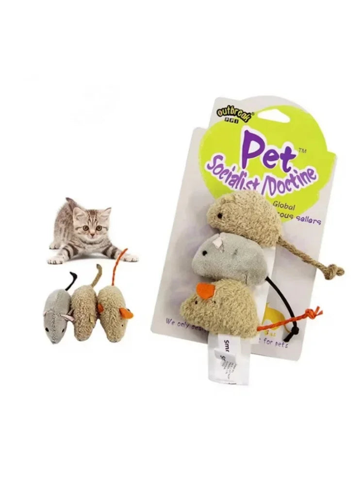 3Pcs New Plush Simulation Mouse Cat Toy Bite Resistance Plush Mouse Cat Scratch Interactive Mouse Toy Palying Toy for Cat Kitten