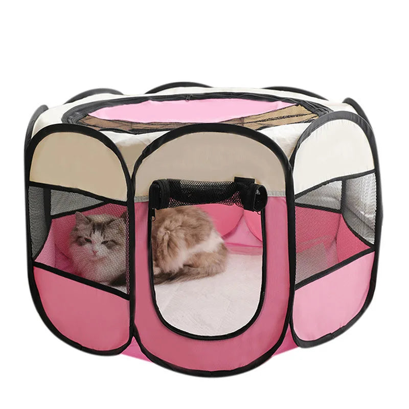 Cats and dogs delivery room pets octagonal cage breathable fence tent scratch-resistant Oxford cloth foldable cat and dog nest