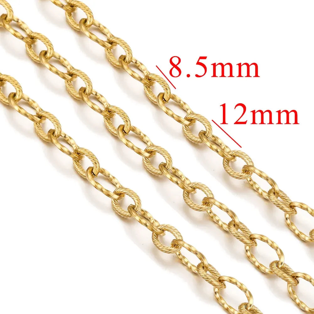 1 Meter Stainless Steel Chunky Hip Hop Gold Color Chains DIY Jewelry