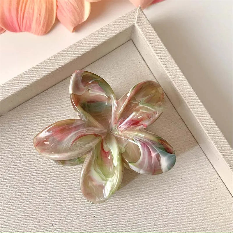 Summer Acrylic Flower Hair Clip for Women Marble Texture Hair Claws Clips Trendy Girl Hairpin Korean Hair Accessories Headwear