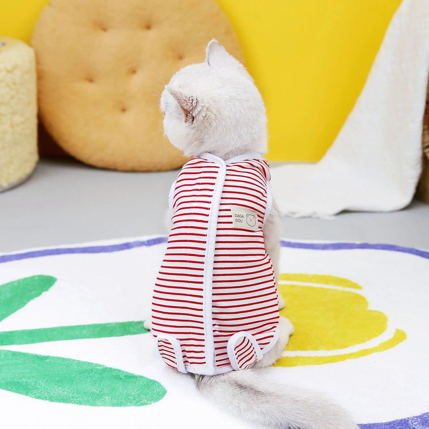 Striped Cat Sterilization Suit Pet Sterilization Suit Cat Postpartum Clothes Surgical Suit Anti Licking Weaning Suit Pet Supply