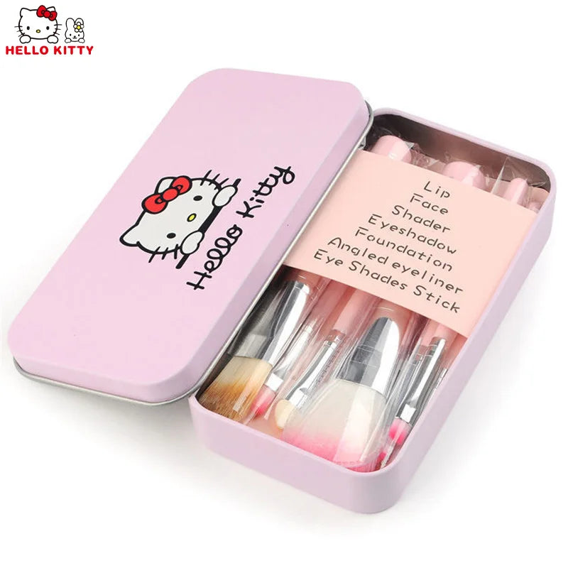 Hello Kitty Makeup Brush Set with Box  7pcs Set Kawaii Sanrio Y2k Accessories Kitty Eyeshadow Brushs Beauty Tool For Women Gifts