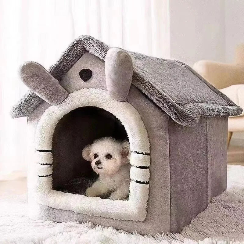 Foldable Pet House Removable Washable Cat House Puppy Cave Sofa Four Seasons General Can Pet Supplies for Small Medium Large Pet