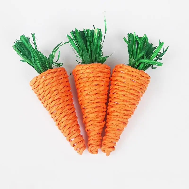 Cute Hamster Rabbit Chew Toy Bite Grind Teeth Toys Corn Carrot Woven Balls For Tooth Cleaning Radish Molar Toys Pet Supplies