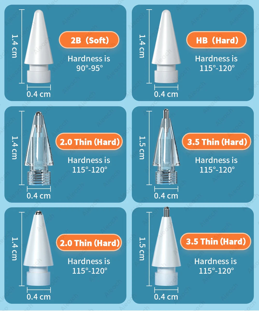 Punta de doble capa para lápiz Apple, punta para lápiz Apple Pencil de 1.ª y 2.ª generación, 2B, HB 2.0, 3.0, suave y dura, accesorios para lápiz iPad