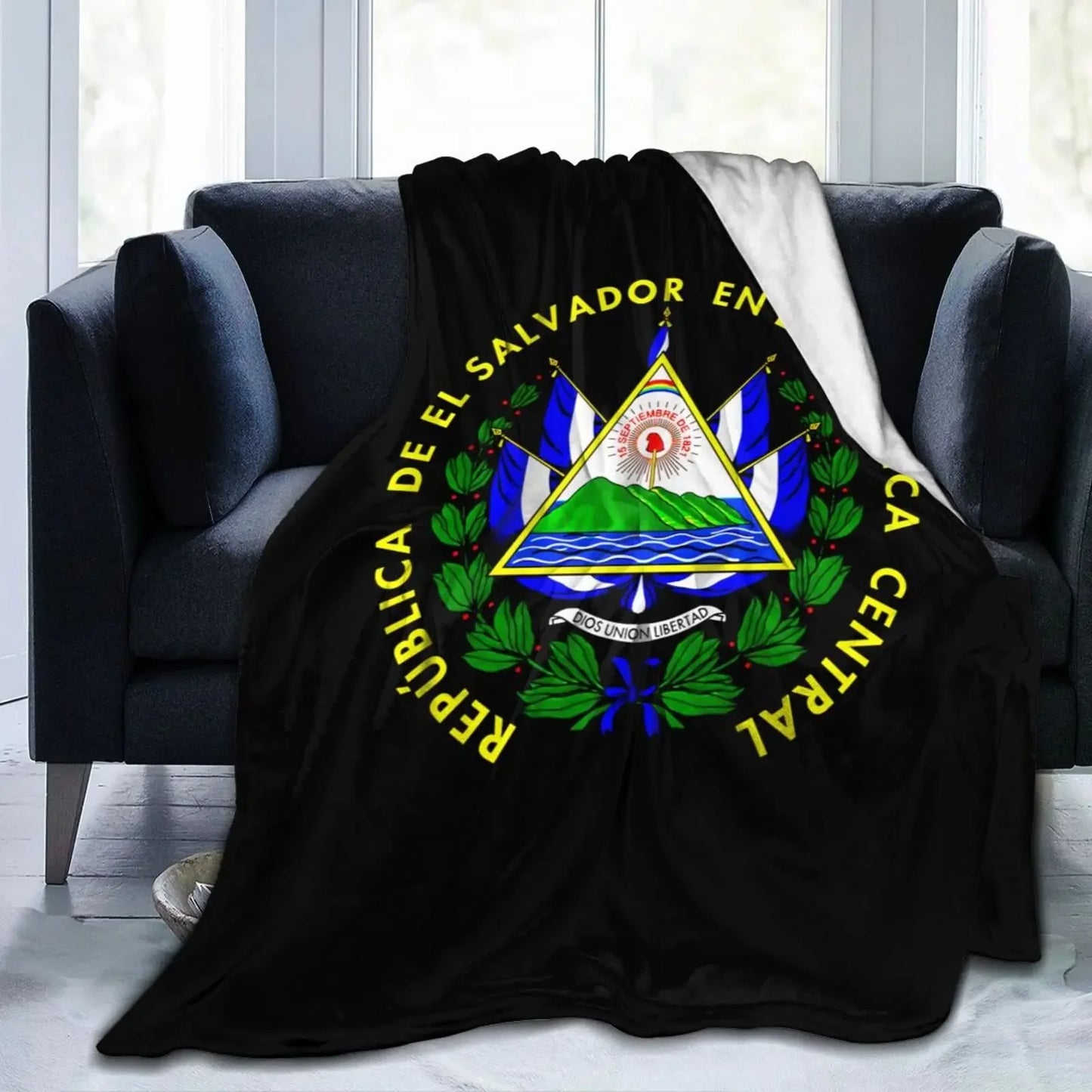 El Salvador Flag Blanket -Blue Sherpa