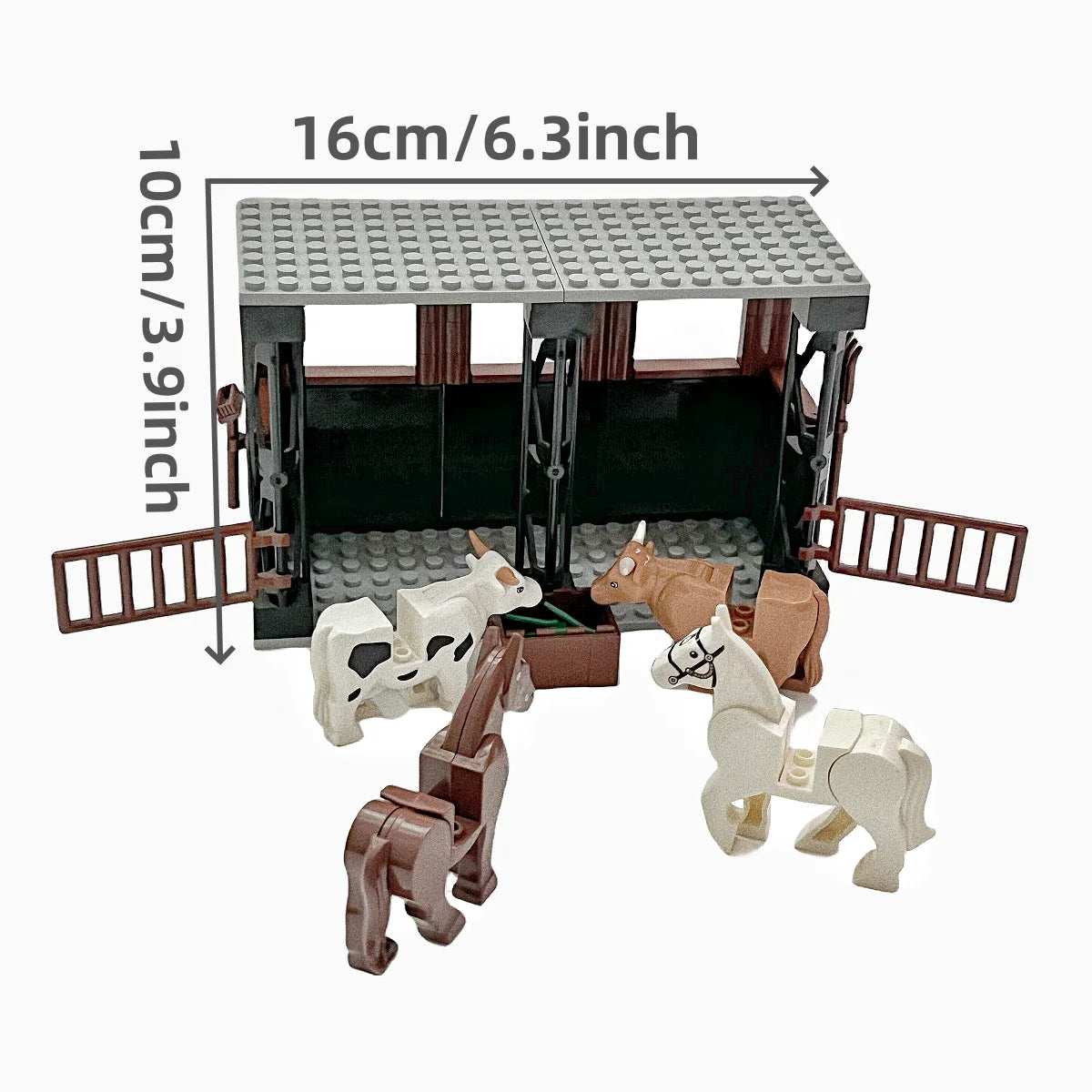 MOC Horse Stable Building Blocks Set City Farm Cowshed Construction Toy for Kids Creative Play Birthday and Christmas Gift