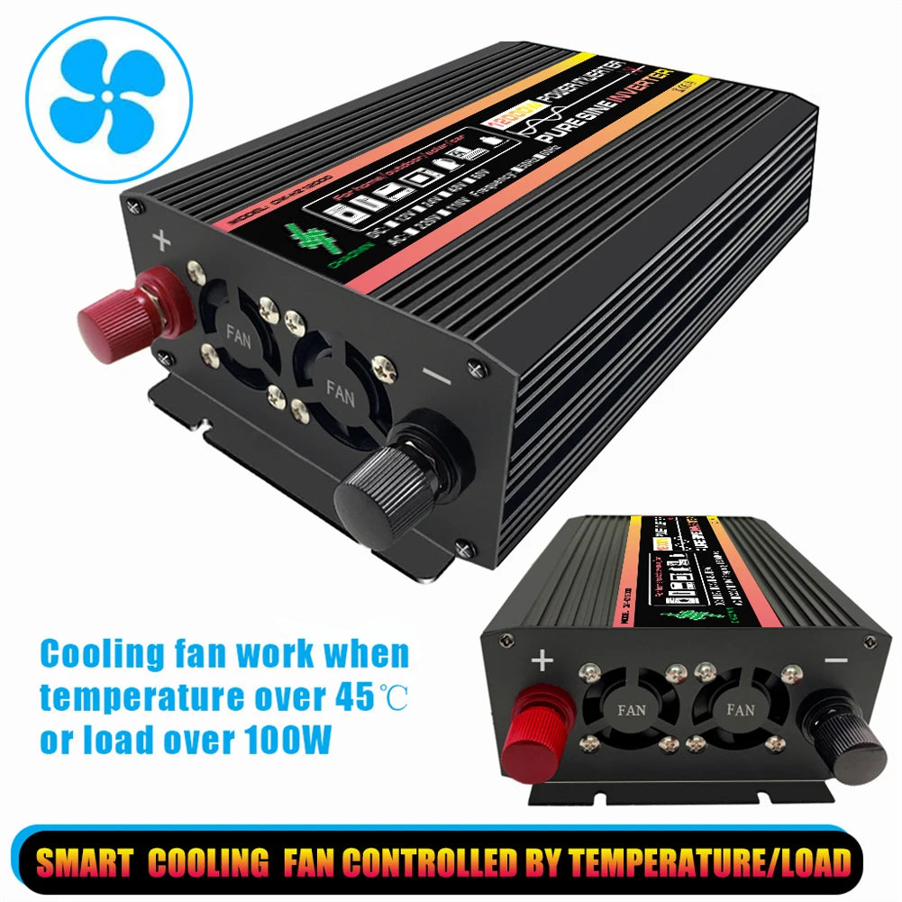 10000W/12000W Car Inverter LCD Display Pure Sine Wave Inverter DC 12V to AC 220V