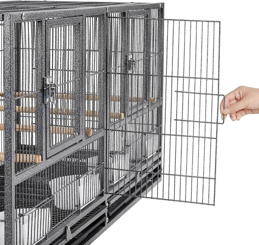 Double Story Divided Breeder Bird Cage for Small Parrots Parakeets Canaries Cockatiels Lovebirds Finches Budgies Quaker,