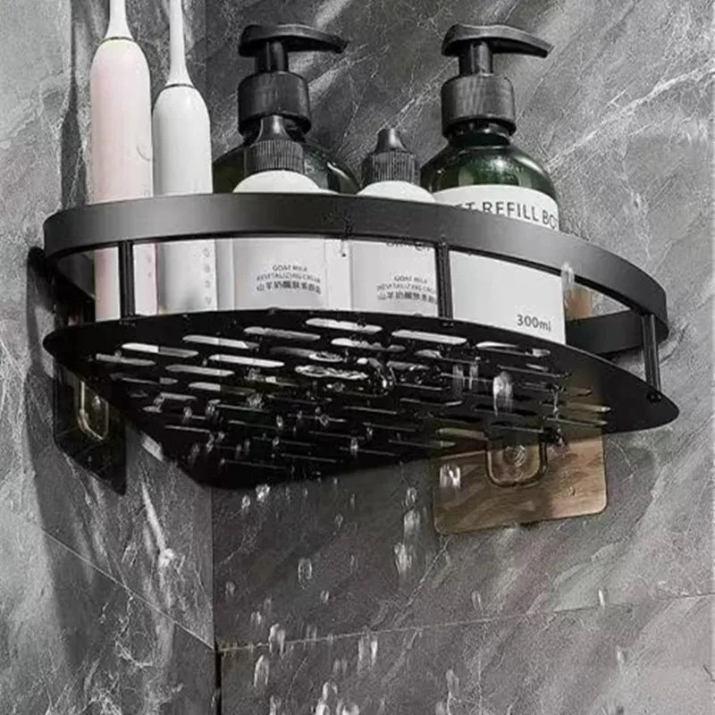 Estante de baño de aleación de aluminio, estante para champú, organizador de almacenamiento de maquillaje, estante de ducha, accesorios de baño, estante de esquina de pared sin taladro