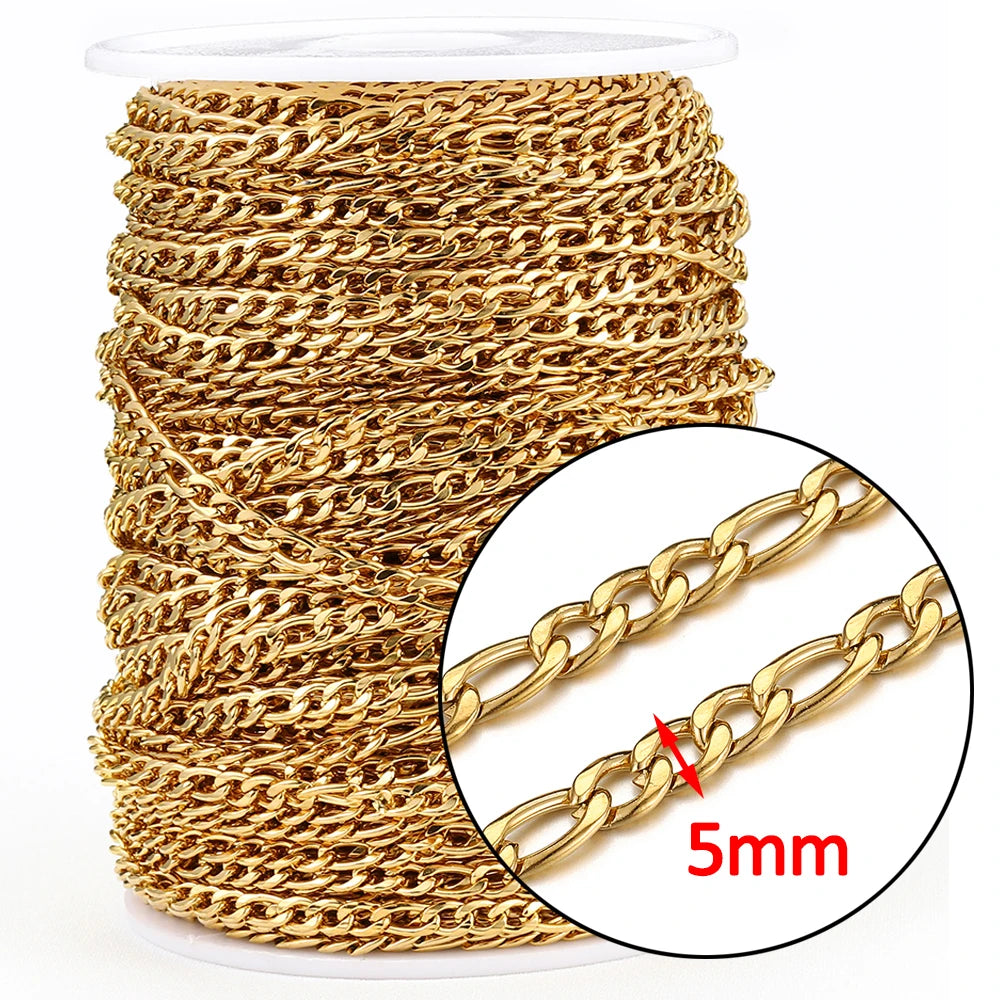 1Meter Gold Stainless Steel Chain Multi Styles for DIY Jewelry