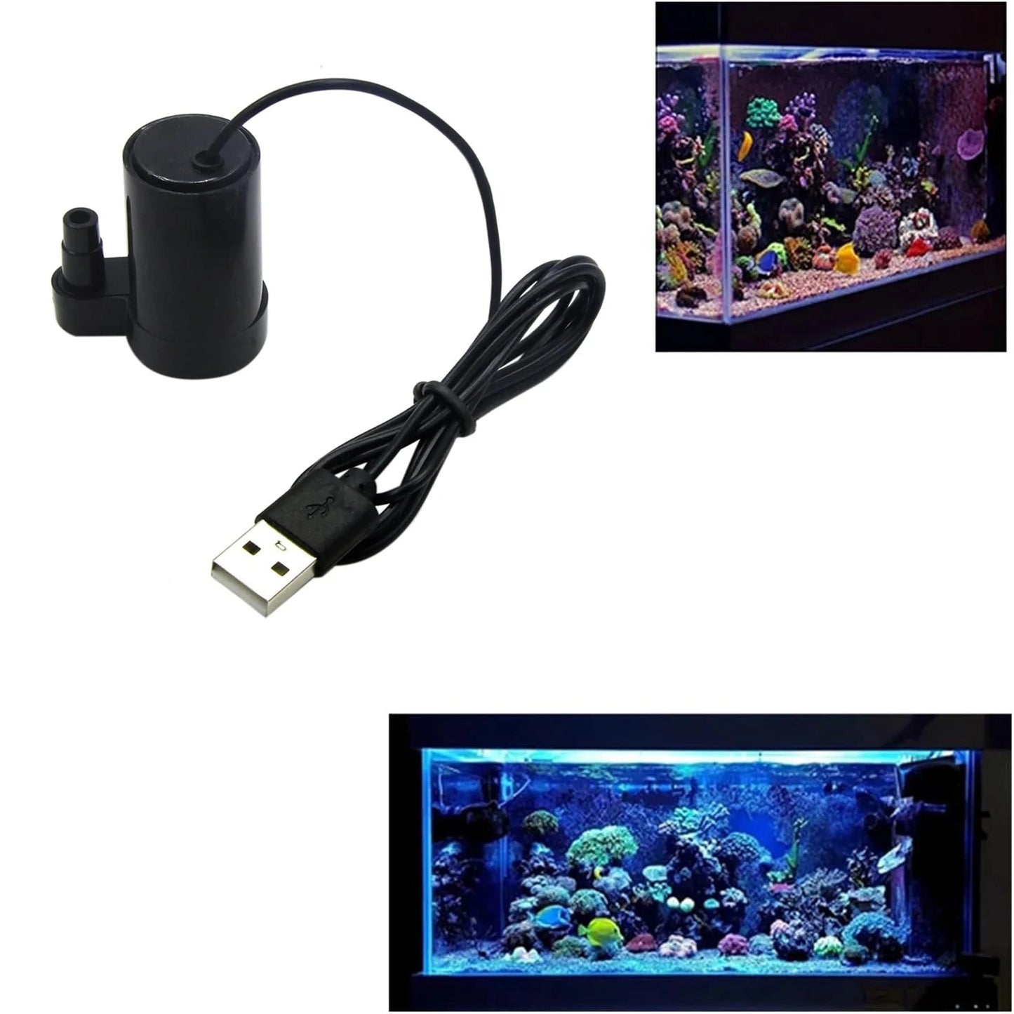 Mini bomba de agua sumergible USB de 3 a 5 V CC, sin escobillas y de bajo ruido para acuarios, peceras, estanques, fuentes, sistemas hidropónicos y jardines