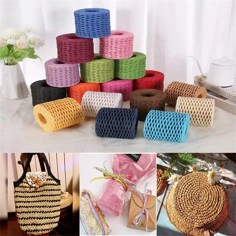 200M Natural Raffia Straw Yarn For DIY Summer Bags Hats