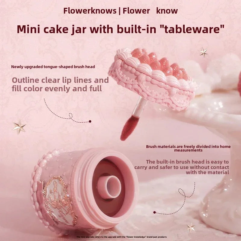 Flowerknows Strawberry Cupid Matte Velvet Lipstick Cake Lip Mud Lip Gloss Lip Cream for Women