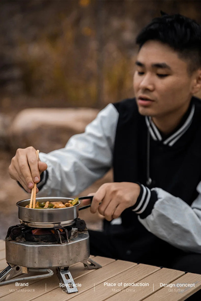 MountainHiker 5 Piece Camping Cookware Set 304 Stainless Steel Portable Outdoor Cooking Kit for Hiking BBQ and Picnic