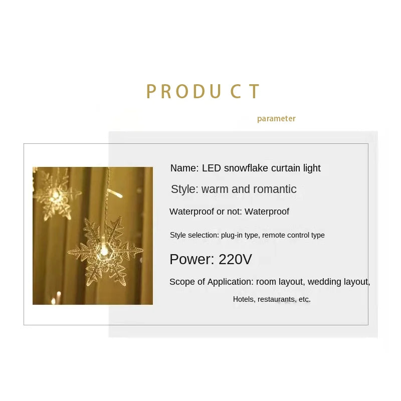 3.2M Christmas Snowflakes LED String Lights Waterproof Fairy Curtain for Holiday Party Wedding Decoration