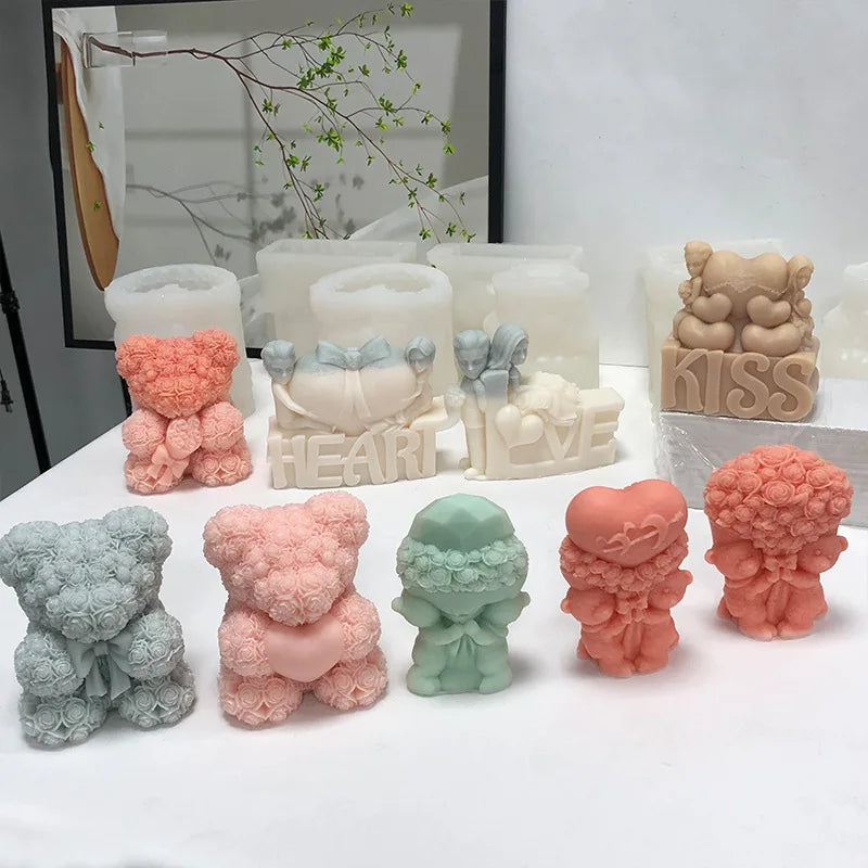 3D Bear Hug Love Silicone Candle Mold for DIY Home Decor Gift