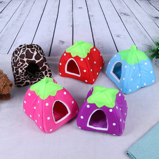 Cute Strawberry Dog Bed Sofa Cave Dual-Purpose Winter Dog Sleeping Bag Washable Foldable Soft Creative Fashion Pet Nest Supplies