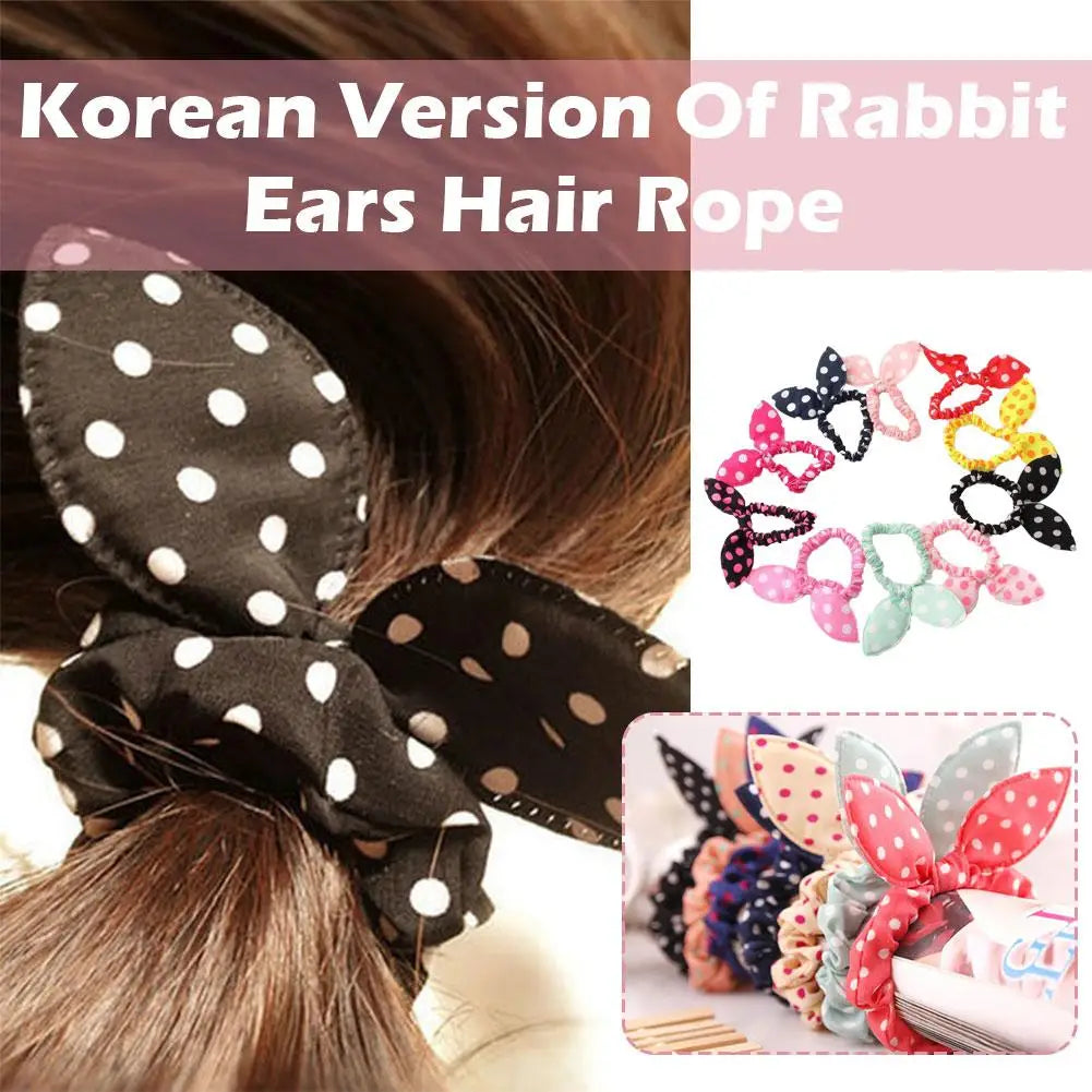 1Pcs Cute Rabbit Ear Hair Bands Girl Rubber Band Elastic Children Korean Rope Headwear Baby Hair Ornaments Accessories Hair J9A1