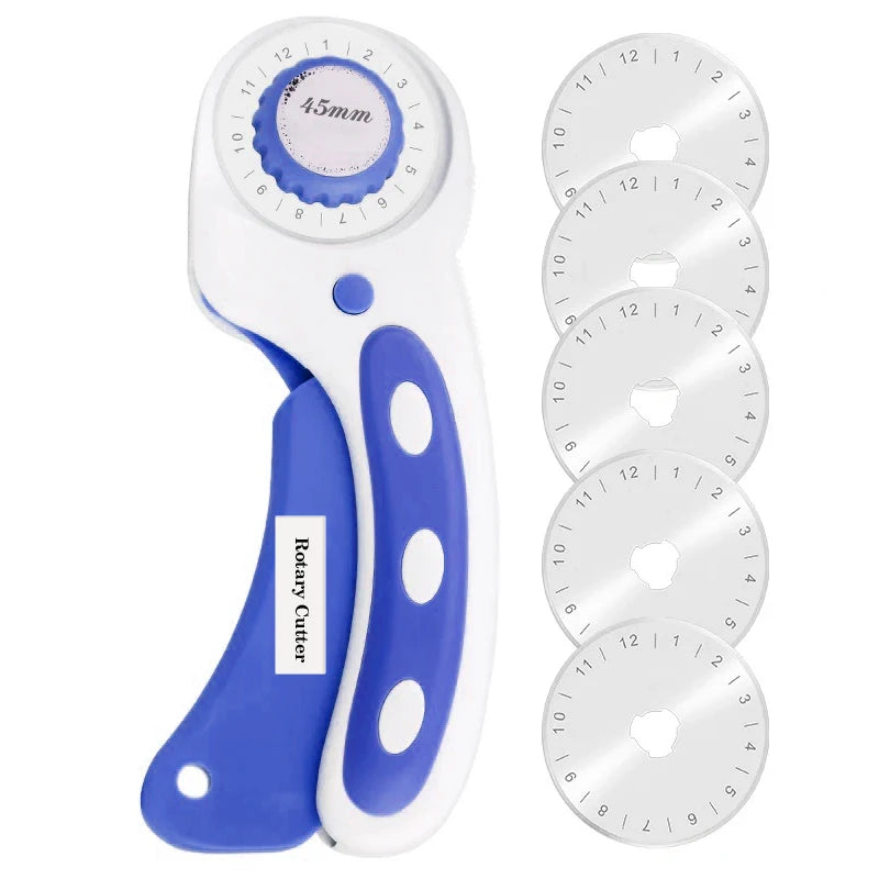 45mm Rotary Cutter with 5 Replacement Blades for Quilting and Sewing Fabric Cutting Tool Set