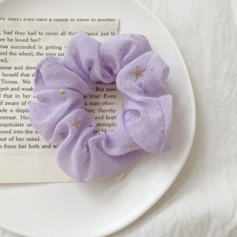 Hair Tie Solid Color Star Dotted Ponytail Accessories