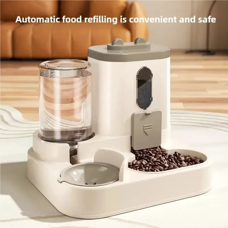 Automatic Dog Cat Feeder and Water Dispenser Gravity Food Feeder and Waterer Set with Pet Food Bowl Universal Pet Products