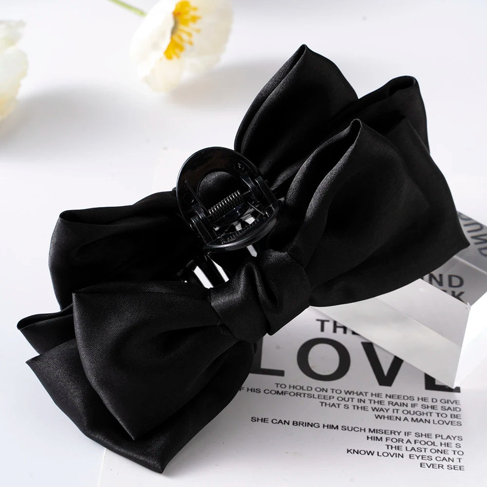 Bow Hair Claws Clip Large Shark Claw Hair Clips Solid Bowknot Hairpin Barrettes for Ponytail Women Hair Accessories Headbands