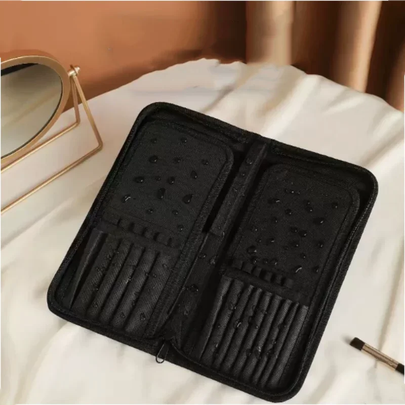 15 Holes Zipper Makeup Brush Storage Bag Portable Vertical Nail Brush Bag Line Pen Beauty Cosmetics Make Up Tools Accessories