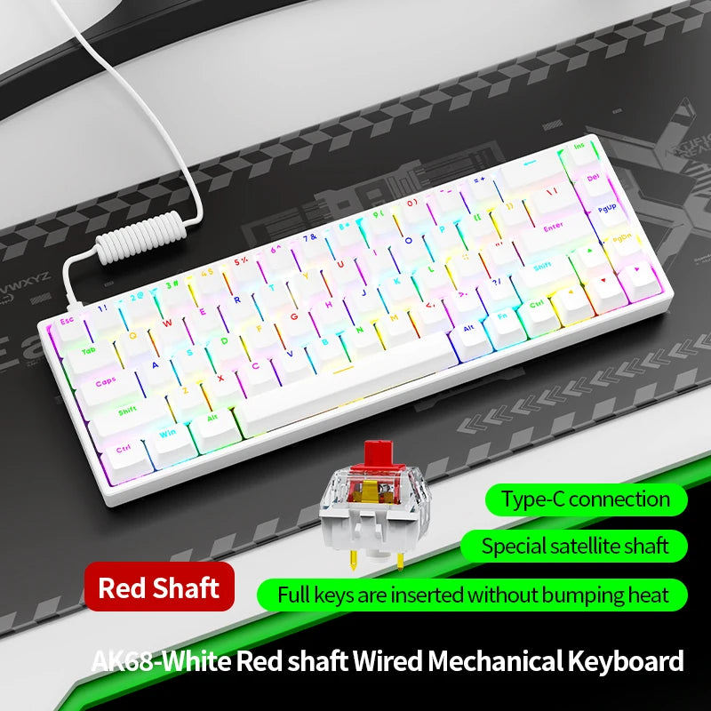 SOREX AK68 Mechanical Keyboard 68 Keys Wired Hot Swap Custom Gasket Gaming Keyboard for PC and Laptop
