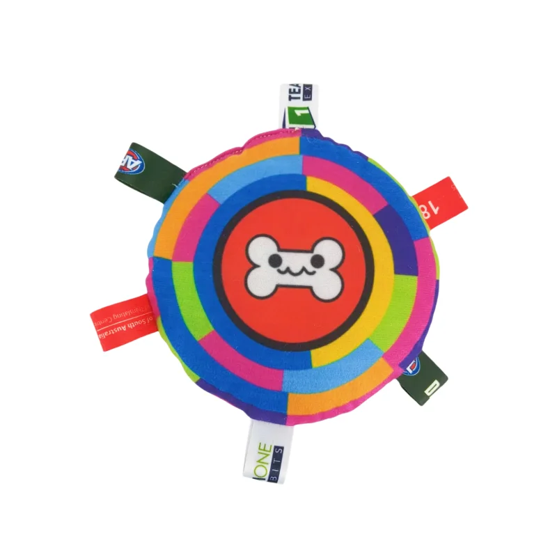 Funny Rainbow Plush Flying Saucer Dog Bite Toys Stuffed Raw Small Dog Interactive Training Game Chew Toy Pet Disc Toys with Bell