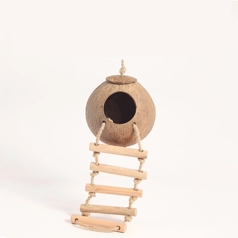 Hamster House Bite-resistant Natural Small Pet Coconut Cages Guinea-pig Hamster Hideout House Toy Wooden House Pet Supplies