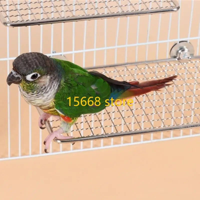 C6UE Stainless Steel Parrots Resting Platform Perch Stand for Small to Large Birds