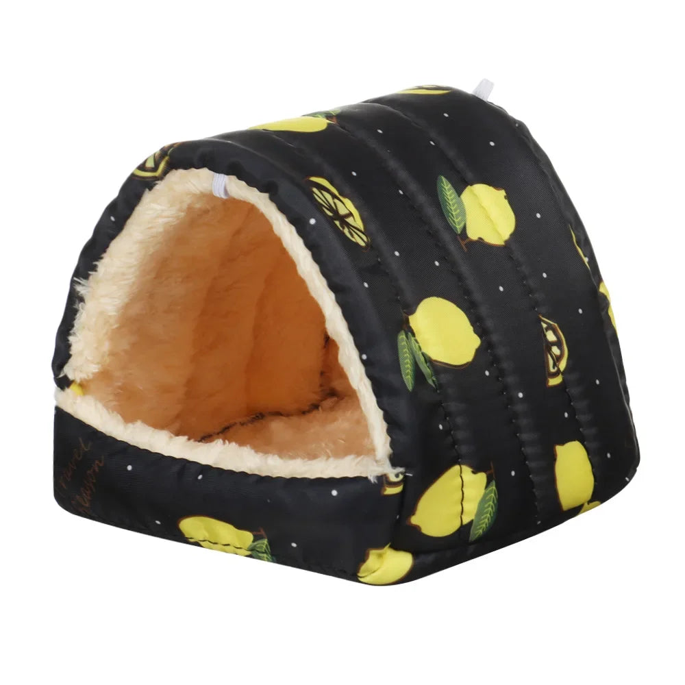 Cute Cartoon Rabbit Squirrel Mini Cage Guinea Pig Nest Small Animal Mice Rat Pet Sleeping Bed Hamster House Winter Warm Soft Mat