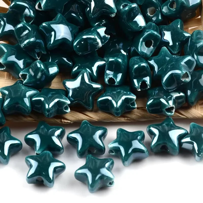 10pcs 14MM Colorful Star Beads Ceramic Beads For Making Jewelry Porcelain Spacer Beads Bracelet Necklace Charms DIY Accessories