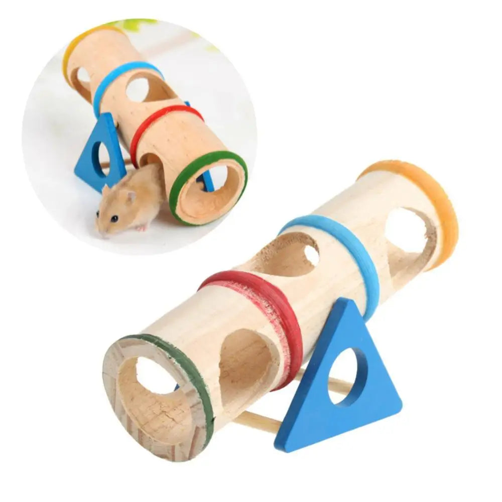 Hamster Toys Wooden Colorful Funny Seesaw Mouse Chinchilla Gerbil Hedgehog Cage House Pet Accessories
