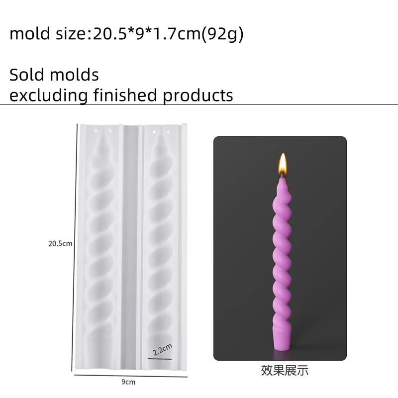 Geometric Spiral Candle Silicone Mold for DIY Twisted Rods