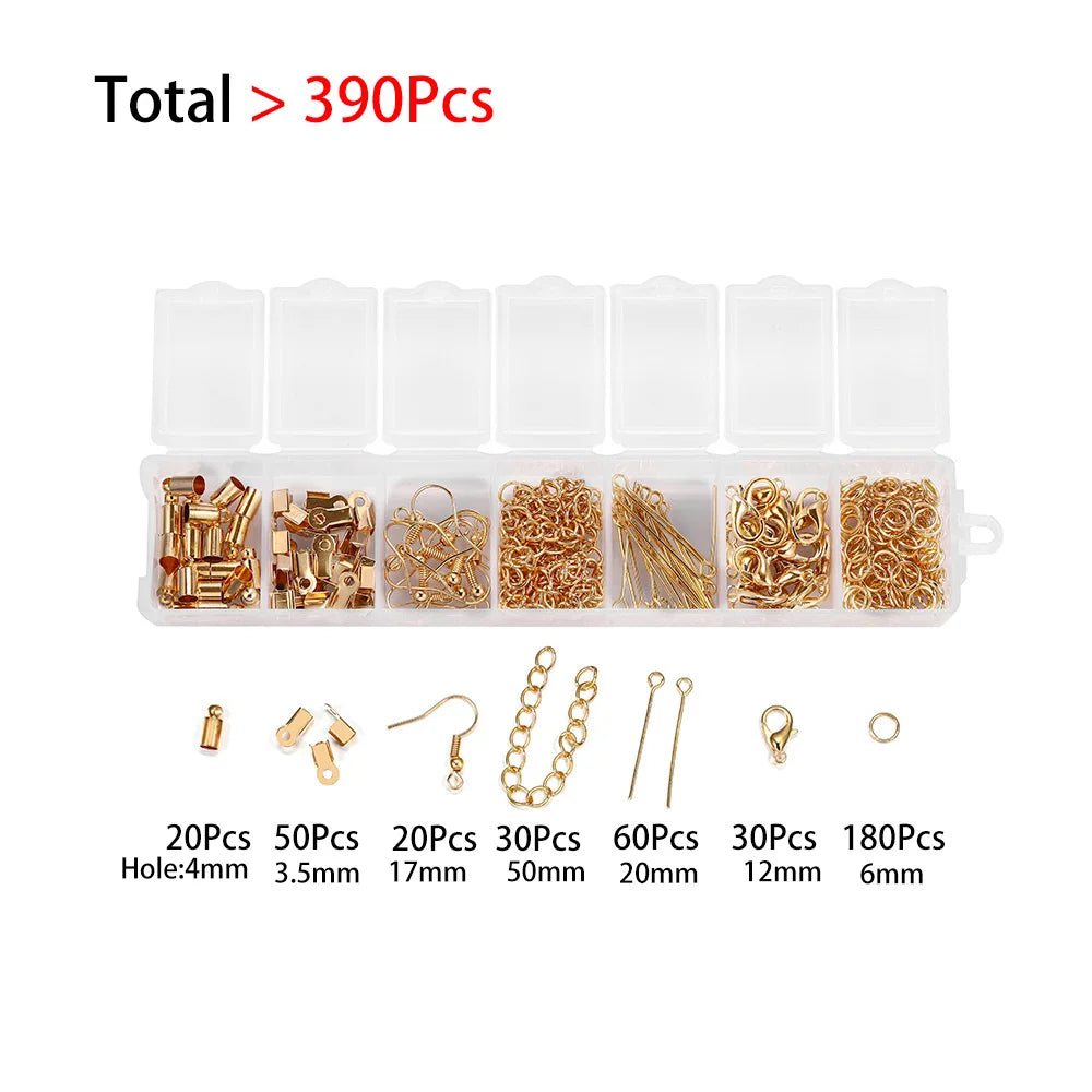210-400Pcs Box Jewelry Making Kits with Clasp and Jump Rings