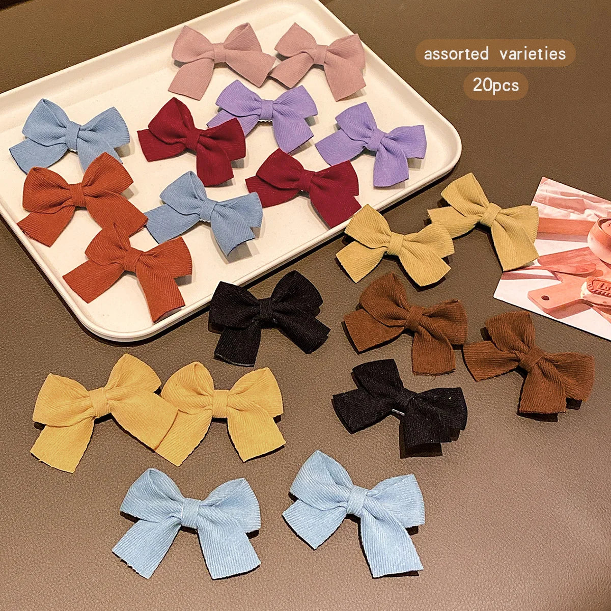 20 colorful Korean bow hair clips with sweet and stylish hair accessories suitable for daily use