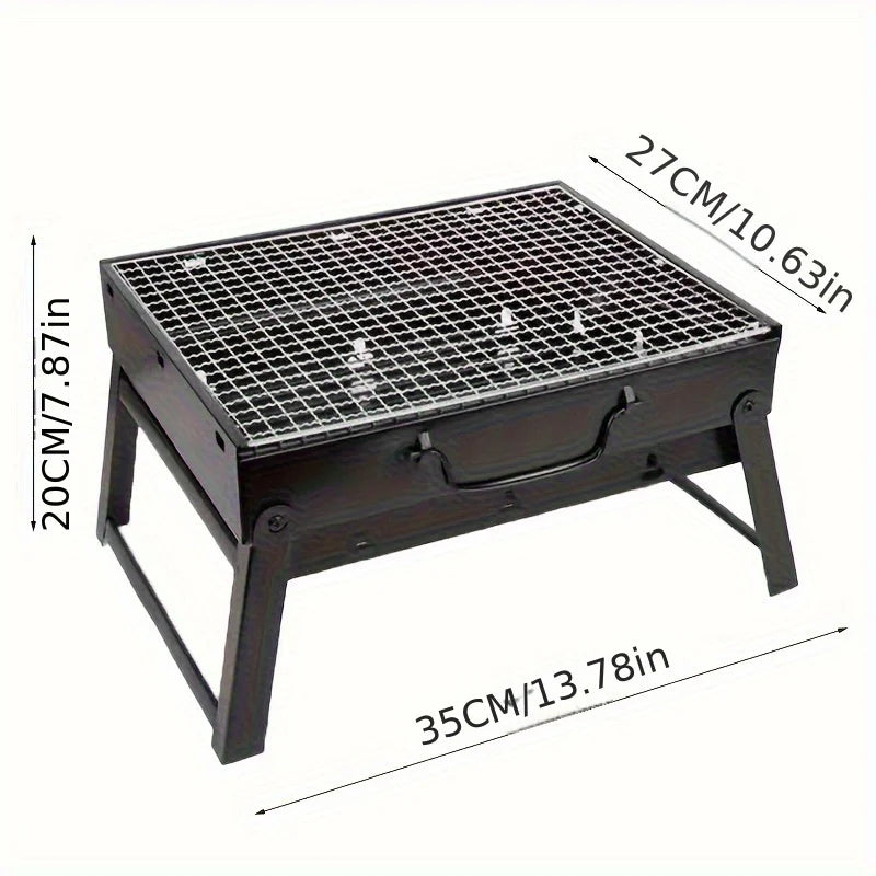 Portable Stainless Steel Mini BBQ Charcoal Grill Tool Kit for Outdoor Cooking Camping Picnics and Beach