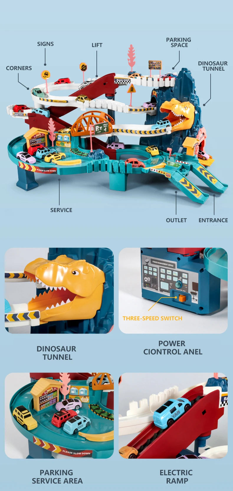 Lion Theme Car Track Set for Kids Educational Racing Toys with Diecast Cars Colorful Fun for Birthdays and Holidays